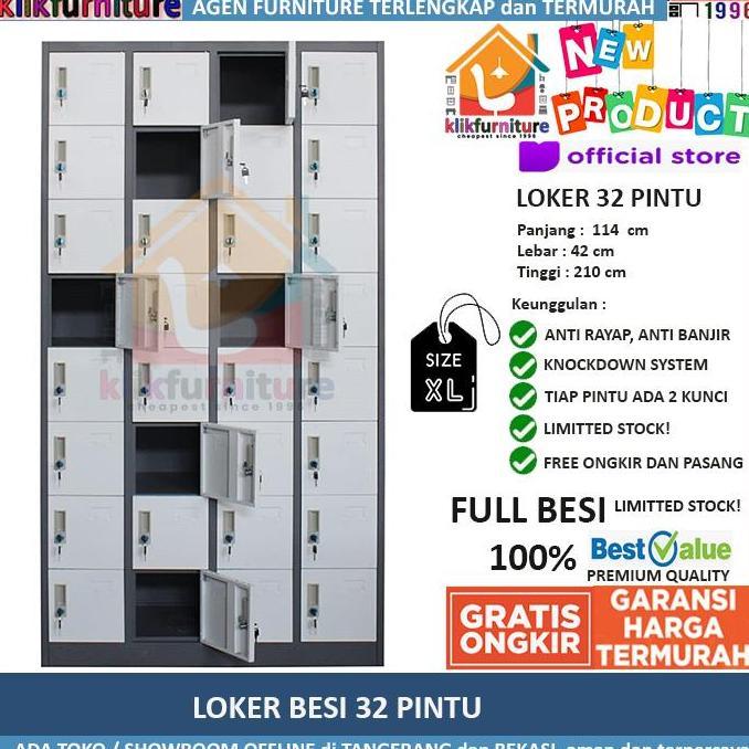 Dicdoc- Lemari Loker Locker Cabinet 32 Pintu Full Besi Lk32