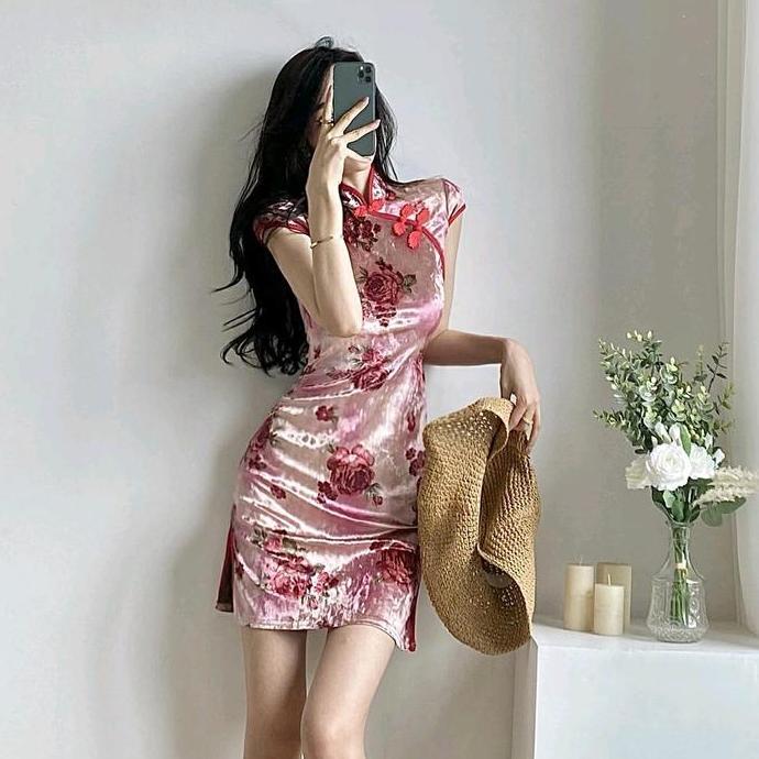 Termurah / Hot Sale Baju Cheongsam Dress Wanita Kerah Sanghai Tradisional China