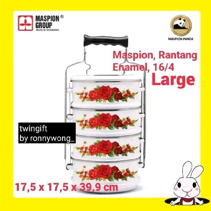 Rantang Besi lapis Enamel, Maspion, ukuran medium dan large, susun 4 SAML