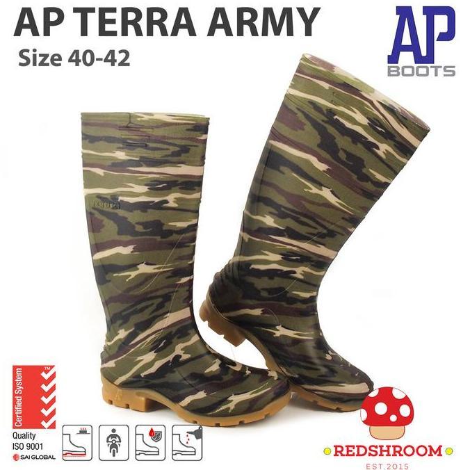 Scbk- Sepatu Boot Tinggi Ap Boots Ap Terra Army - Sepatu Berkendara Shoes Pria Karet