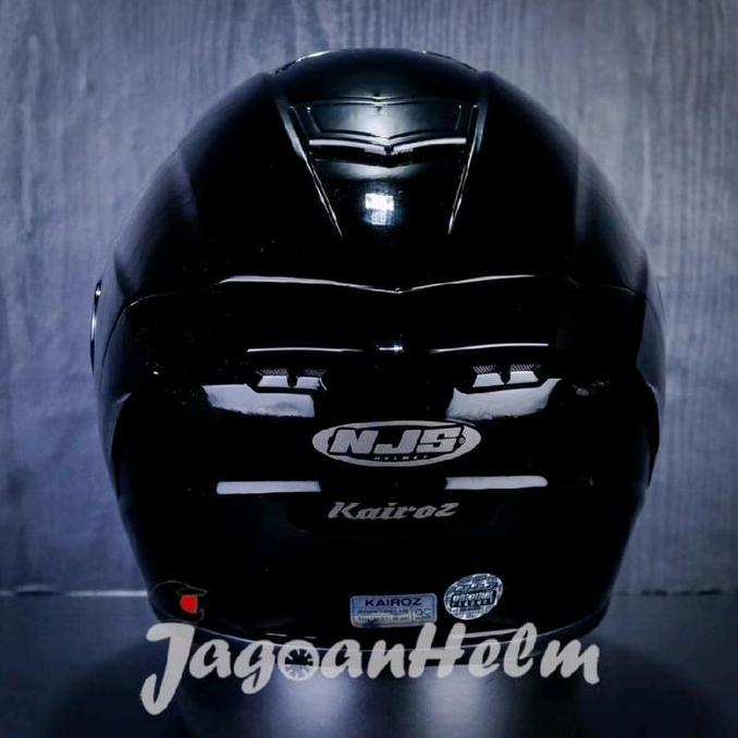 BEBAS ONGKIR - HELM NJS KAIROZ FREE/BONUS SPOILER 3D,BLACK, SLOT INTERCOM, SINGLE VISOR DARKSMOKE, O