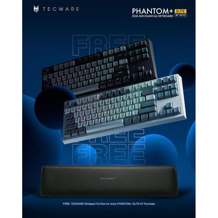 TECWARE  keyboard Phantom+ Elite 87 (TKL Mechanical Keyboard) FREE Tecware Full-size Keyboard Wrist 