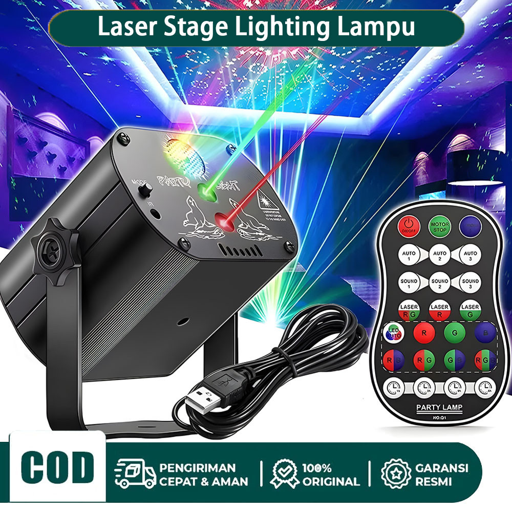 Mini Laser Stage Lighting Lampu Disco Ruangan Sensor Musi Lampu Disco Laser Dengan Diaktifkan Lampu 