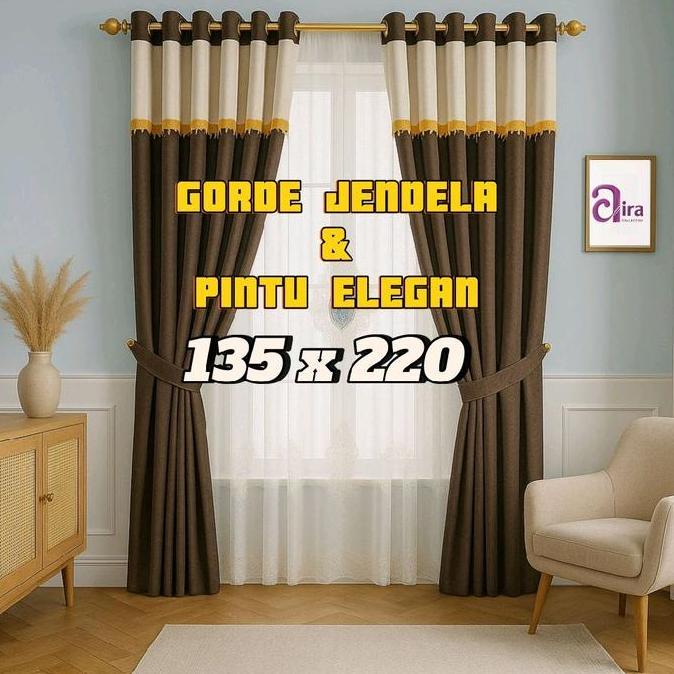 Dimari- Gorden Pintu Dan Jendela  Renda Hati L135Cm Tinggi 200 220 230 240 Cm  Katun Free Tali Sampi