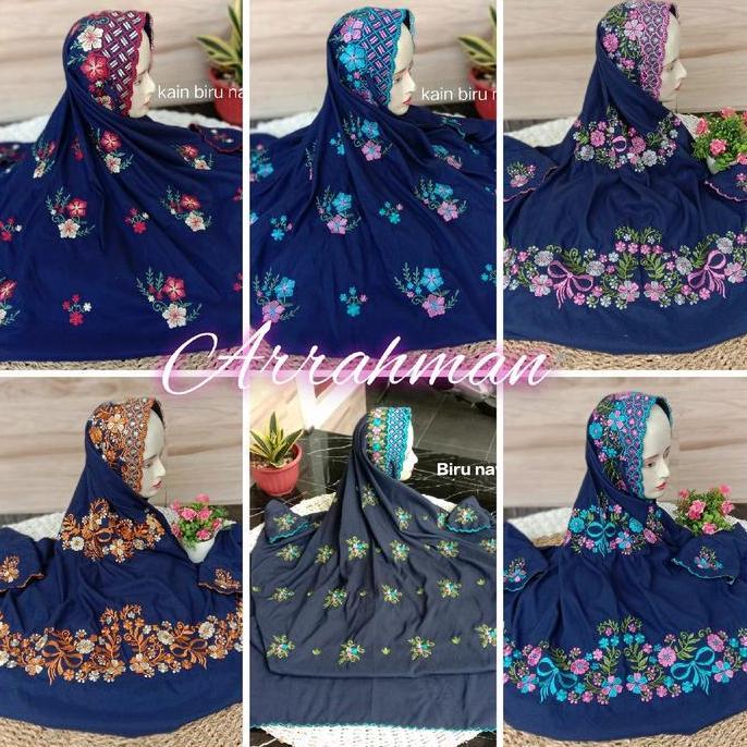 Disiniaja- Mukena Navy Terusan Motif Pitaloka - Mukena Terusan Bordir Santri Mukena Lajuran Mukena P