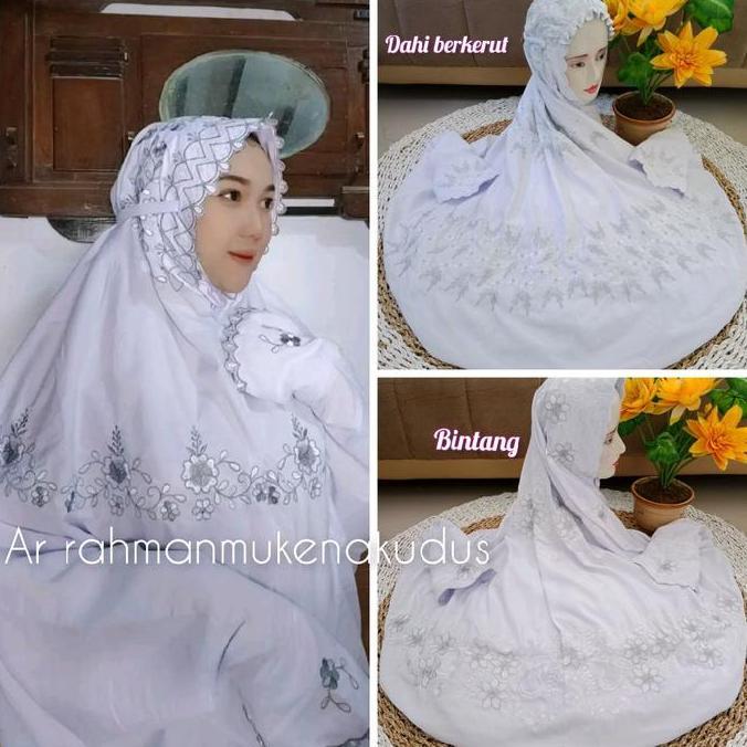 Disiniaja- Mukena Dewasa Santri Terusan Warna Motif Putih (Borput)