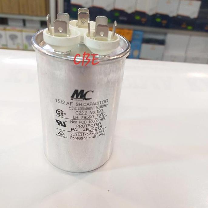 Kapasitor 15 + 2 Uf Merk Mc 400/500V- 50/60 Hz Terbaru