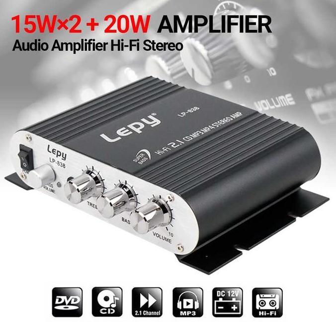 JUHNDE audio Stereo Amplier Treble Bass Booster 12V 200W - LVPIN LP-838 new