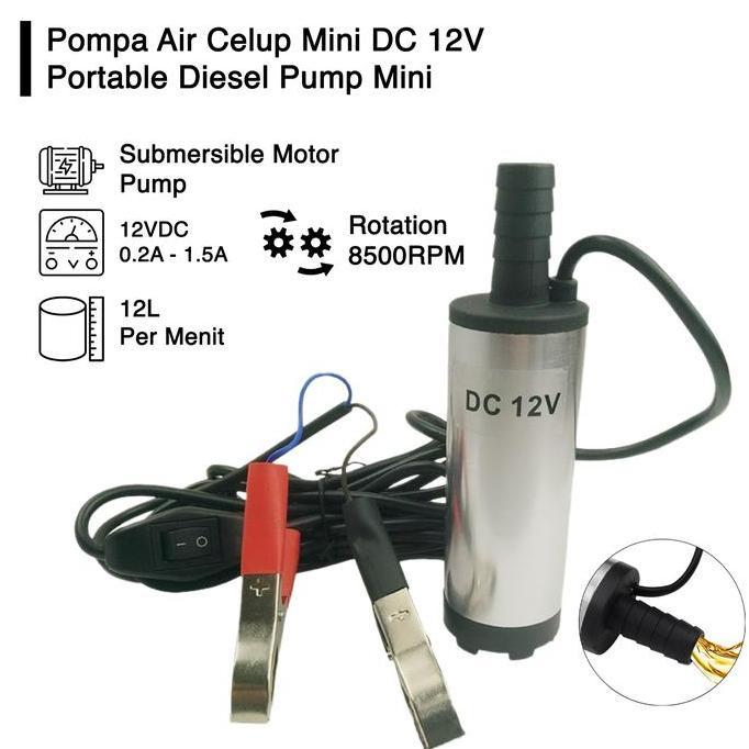 Pompa Air Celup Mini DC 12V Portable Diesel Pump Mini Oli Minyak Air