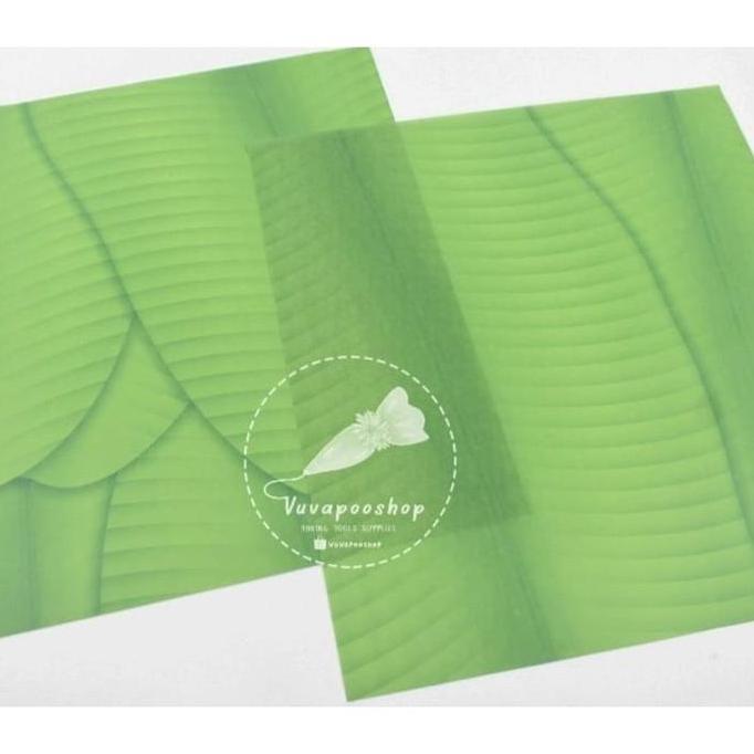 PLASTIK NASI MOTIF DAUN PISANG / KERTAS NASI BOX / ALAS MAKANAN ANTI LENGKET