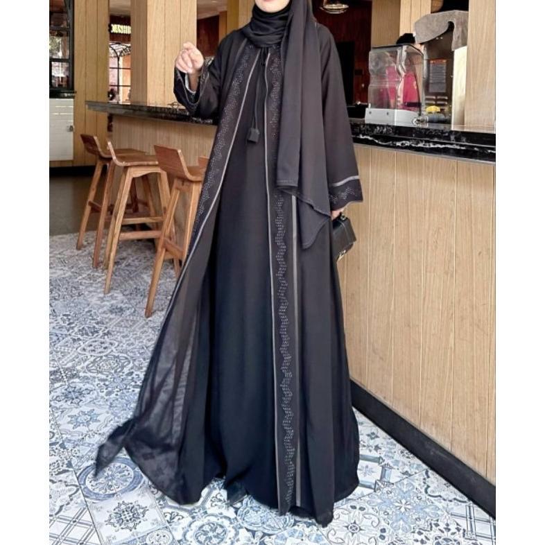DISKON ABAYA HITAM GAMIS WANITA TERBARU TURKEY ARABIAN FASHION MUSLIM DUBAI SAFIYA