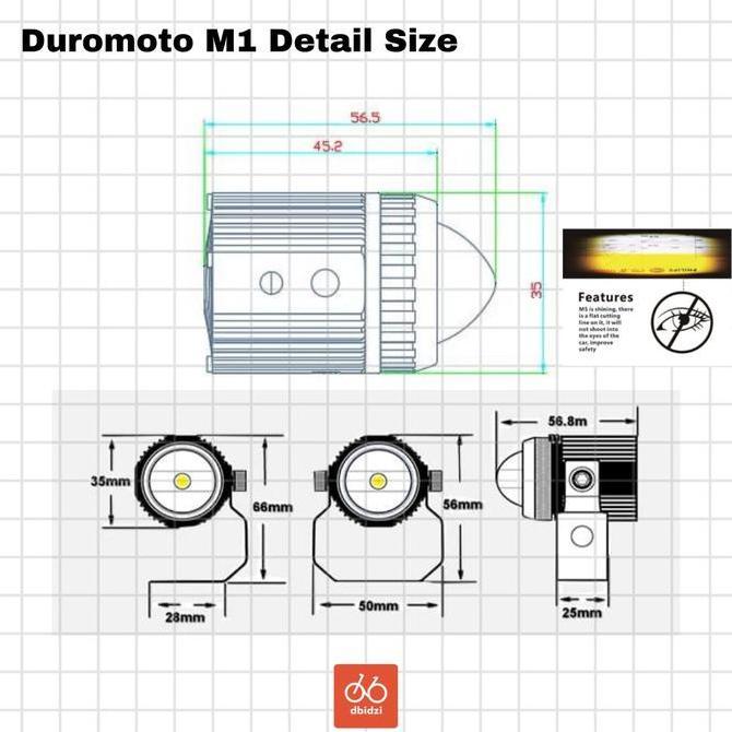 DUROMOTO M1 LAMPU FOGLAMP MOTOR TOURING ADVENTURE LED PROYEKTOR 3 MODE