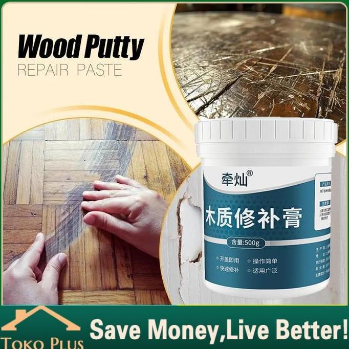 BUTTERCUP Dempul Kayu Pengisi Nat & Perbaikan Lubang 500gr - Warna Walnut/Natural/Putih, Bahan Tahan