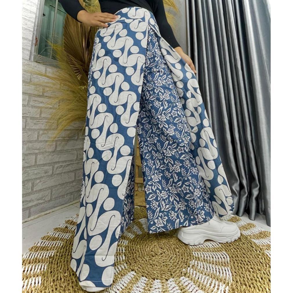 SALE BULAN INI AR.Store - Celana Kulot Batik Panjang Layer Tumpuk/ Celana Kerja Kantoran / Celana Ou
