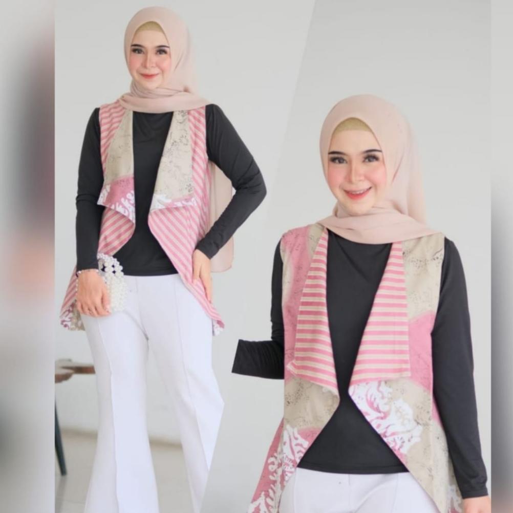 HOT ITEM CARDIGAN VEST OUTER BOLAK BALIK BATIK TANPA LENGAN || VEST BATIK 2in1 BOLERO TANPA LENGAN