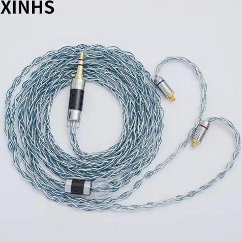 Xinhs Rainbow Blue With Mic / No Mic Kabel Upgrade Earphone Moondrop Chu Kz Edx Pro Cca Cra+ Kz Dq6 