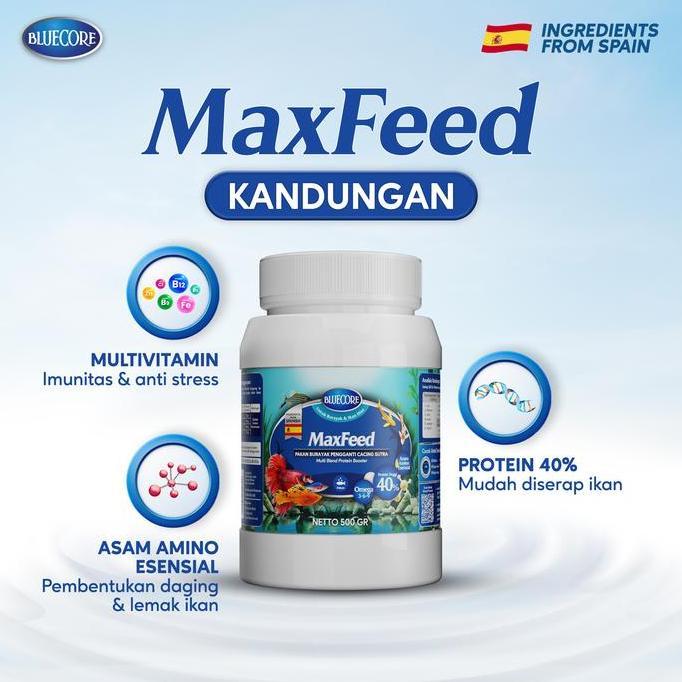 Fishboy- Bluecore Maxfeed Pakan Burayak Ikan Penghemat Cacing Sutera Untuk Penggemuk Ikan Dan Perang