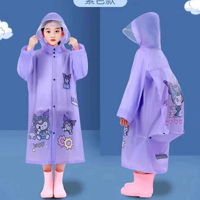 Termurah / Hot Sale (4-13 Thn) Jas Hujan Anak Lucu Kuromi Astronot Dino Princess Sofia Jas Hujan Ran