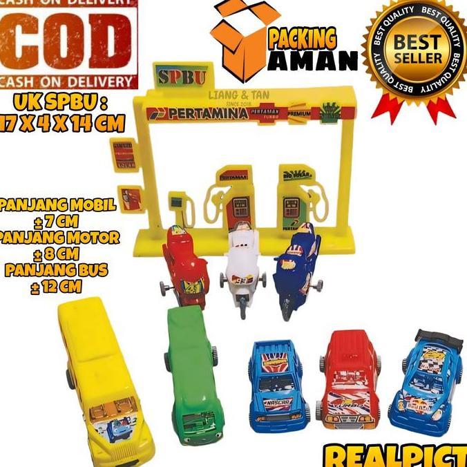 Promo Mainan Anak Mobil Mobilan Bus Dan Motor + Spbu Pom Bensin / Mainan Anak Laki Laki Sni Murah Al