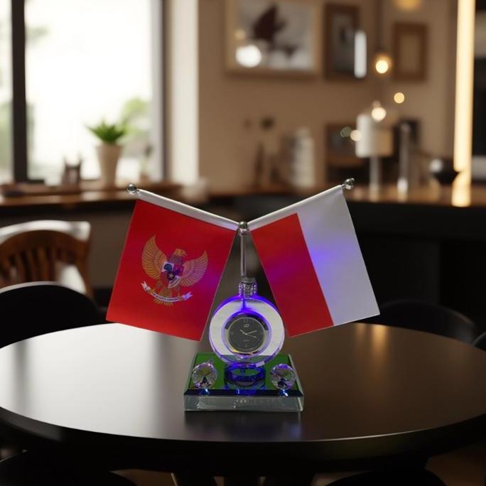 Crbig- Parfum Mobil  Motif Jam Crystal Led Car Perfume Pajangan Dashboard Mobil