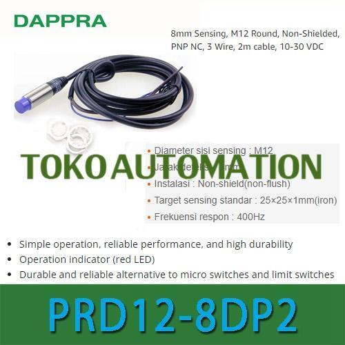Prd12-8Dp2 M12 8Mm Pnp Nc Inductive Proximity Sensor Of22