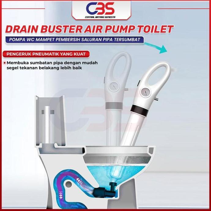 Pompa WC Mampet Pembersih Saluran Pipa Tersumbat Drain Buster Air Pump Toilet Plunger Alat Pompa Sed