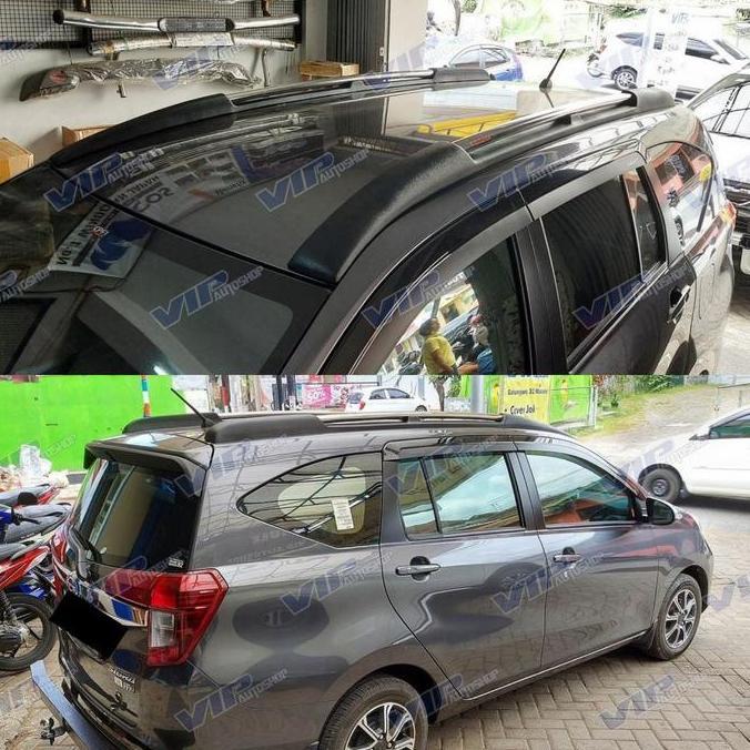 Toyota Calya & Daihatsu Sigra Sporty Roof Rail Variasi Atap Mobil Fiber Hitam Doff & Stainless Steel