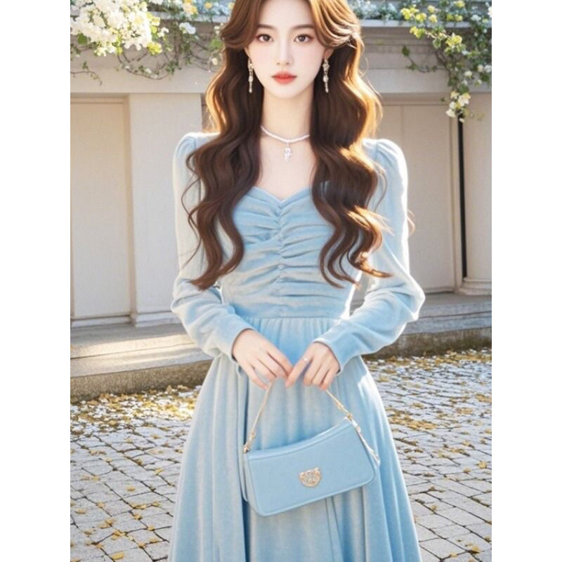 [COD] Gaun Mewah Elegant Wanita Modis Korean Style gaun simple elegan - G050