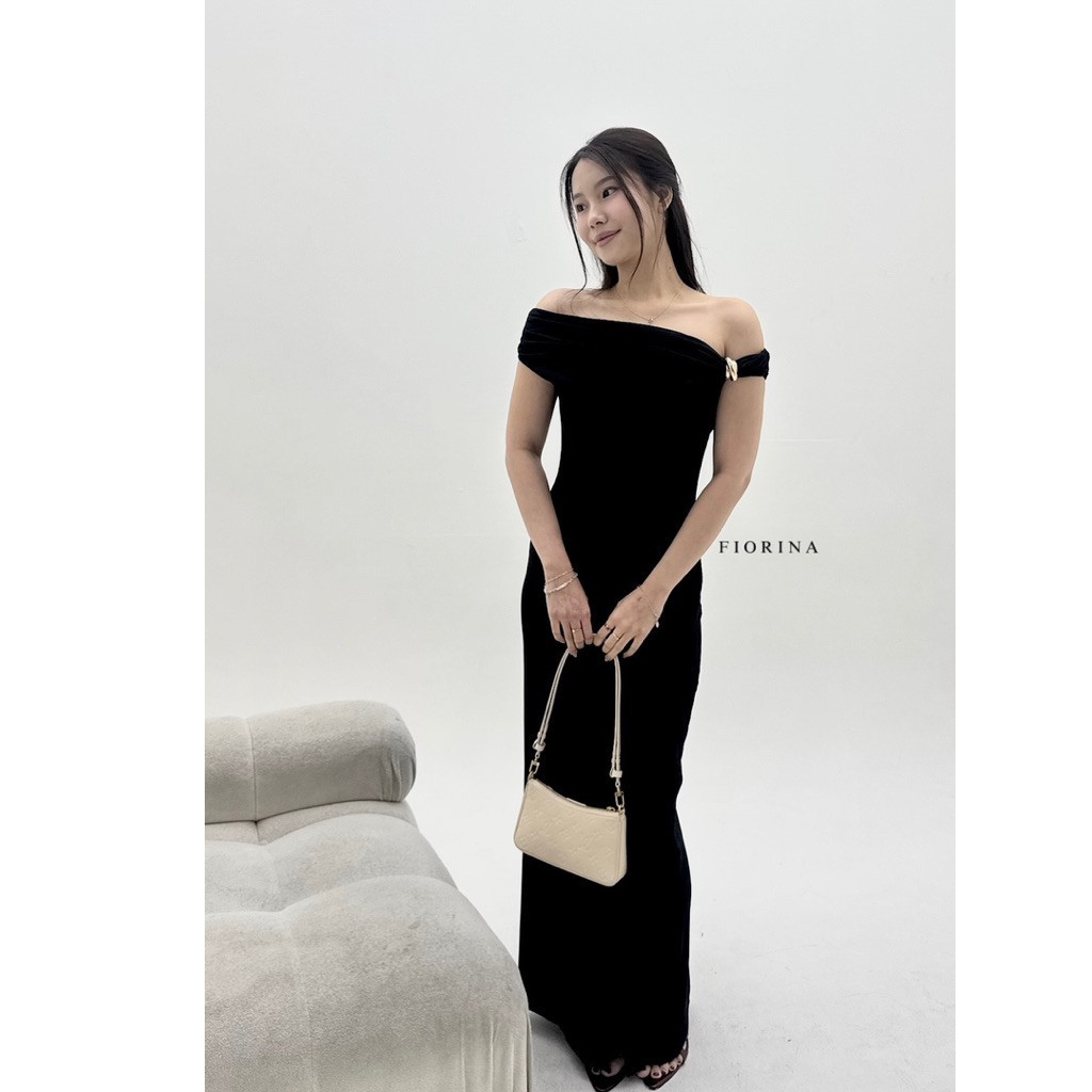 FIORINA - Amora Dress Gold Klip | Long Dress | Simple Dress | Dress Natal