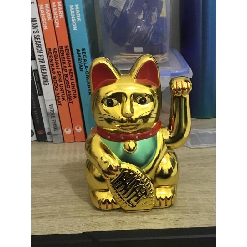 ___] Patung Kucing Hoki 16cm Besar Yuan Bao Qian Uang Emas Balikpapan