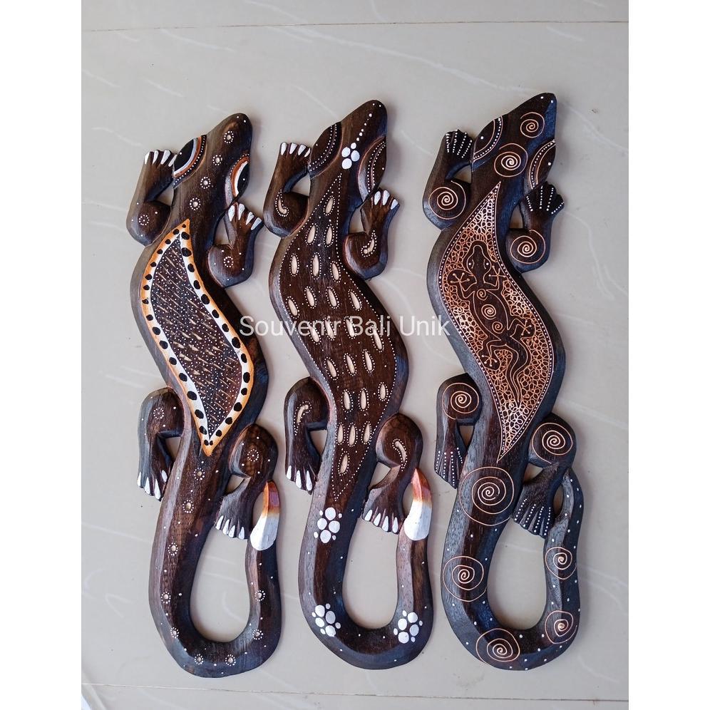 Dekorasi Tokek Cicak 50cm Kayu Hiasan Dinding Gecko Bali