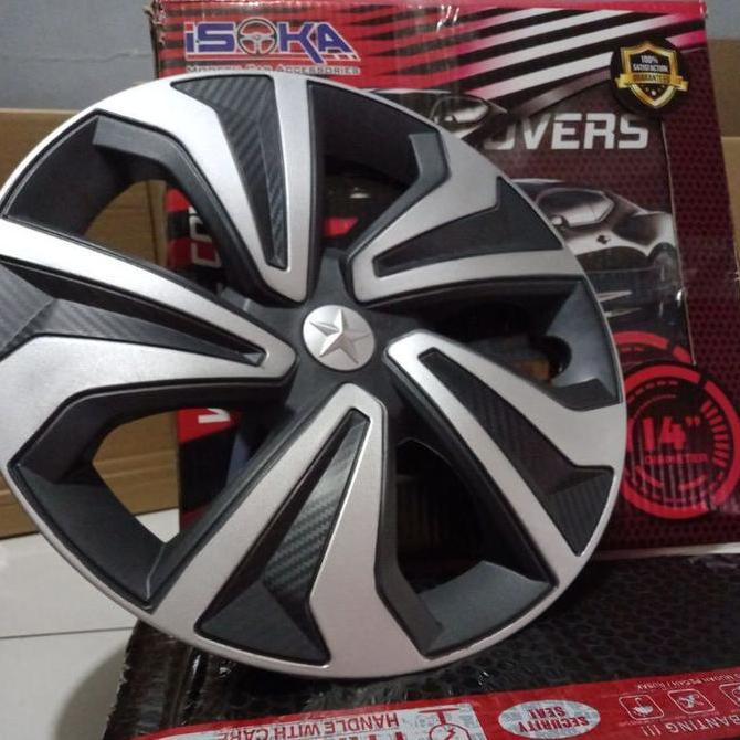 KVSH14-Wheel cover dop velg ring14 silver hitam isoka