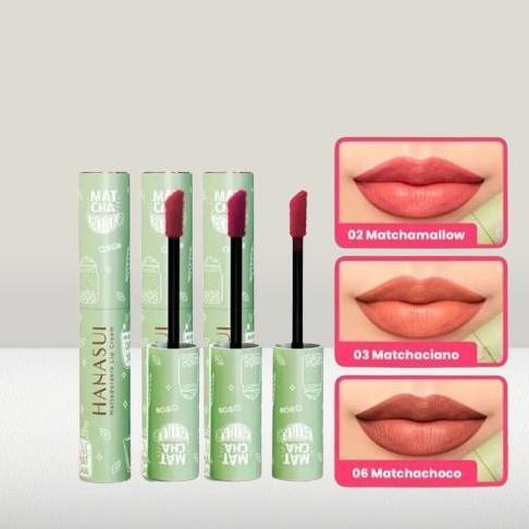 Papupi- Hanasui Mattedorable Lip Cream Matcha Latte Edition Lipstick Bibir Lipstik Liquid Gloss Wate