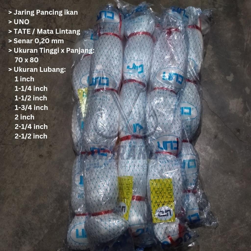 Jaring Ikan / Pukat Uno 0.20 Lubang 1 Inch ~ 3 Inch 70X80 Tate