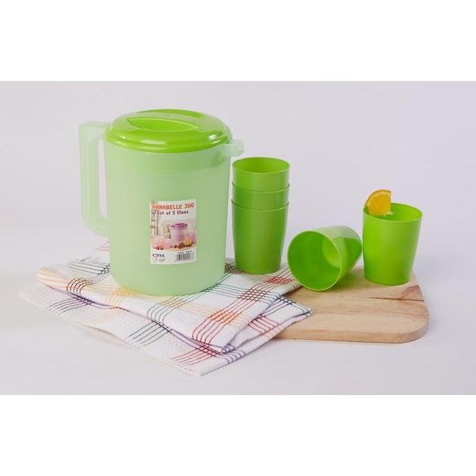 Gasyuk- Annabelle Jug Infused Set Plus 5 Glass Hijau Lime
