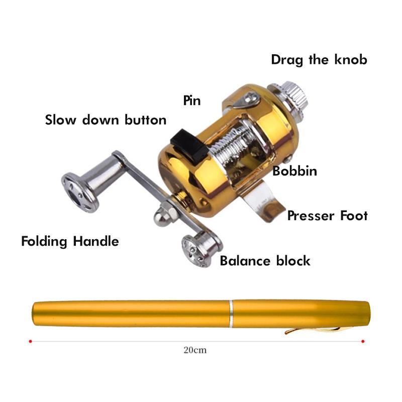 Mini Fishing Rod Pena Pen Fishing Rod Paket Satu Set Joran Pen Alat Pancing Pulpen Casting Spinning