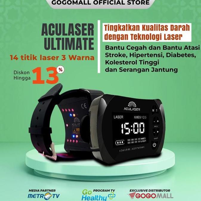 LAPAKJAJAN33 - ACULASER ULTIMATE 14 TITIK MATA LASER MERAH BIRU KUNING - JAM TANGAN KESEHATAN TERAPI