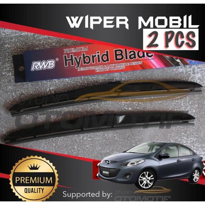 Wiper Mazda 2 Sedan Rwb Graphite / Wiper Rwb Mazda2 Sedan 2 Pcs Baru
