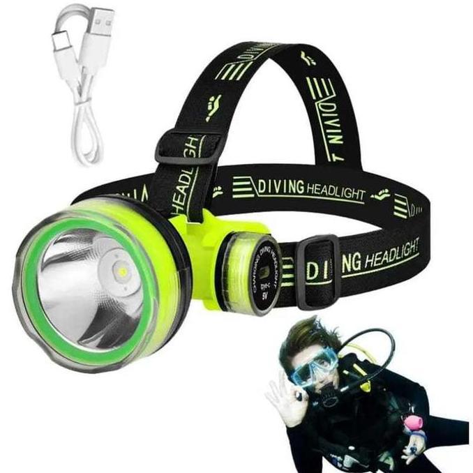 RETEKNO SENTER KEPALA SELAM LED 60W SQ-902 - HEADLAMP DIVING - CAHAYA TERANG - JARAK JAUH - TYPE-C