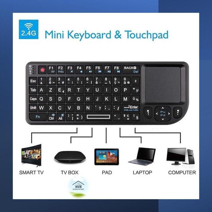 OTOMAX Mini Keyboard Wireless 2.4GHz Bluetooth Touchpad and Laser Pointer