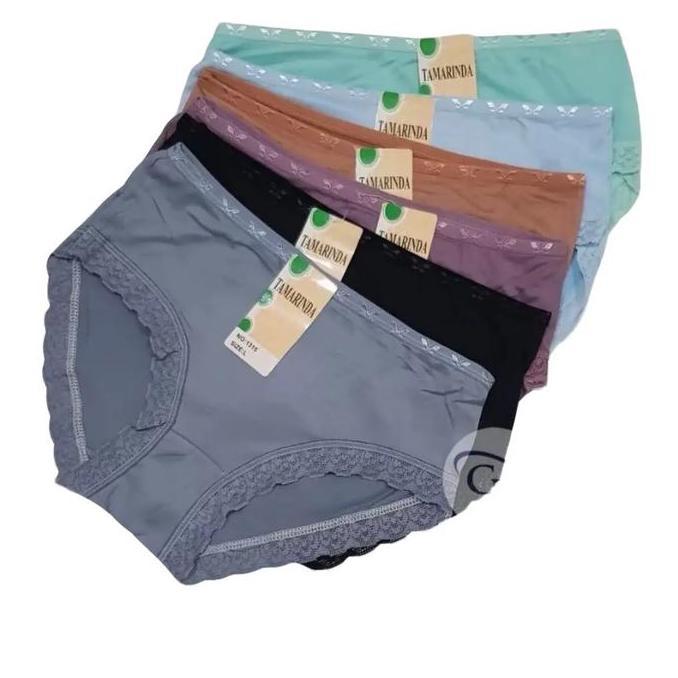 BL7 }} ( Isi 4 / 6 Pcs ) Cd Tamarinda/Teli/Faylin / Celana Dalam Wanita Dewasa Motif Polos Renda Nya