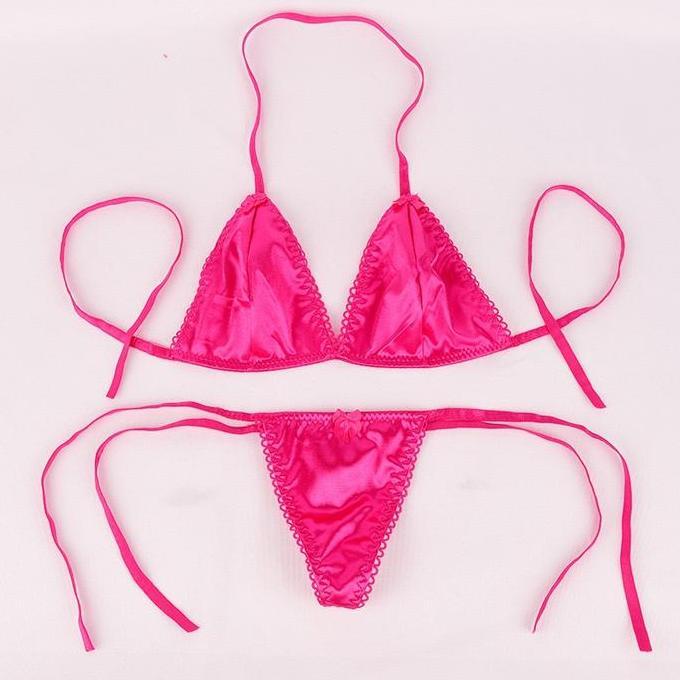 LA21 >> Set lingerie Wanita Babydoll leher V Lingerie dan G String Bikini Bra B051