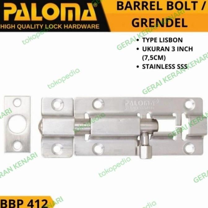 Build- Paloma Bbp 412 Kunci Grendel Pintu Selot Jendela Slot Pintu 3 Inch Stainless Steel