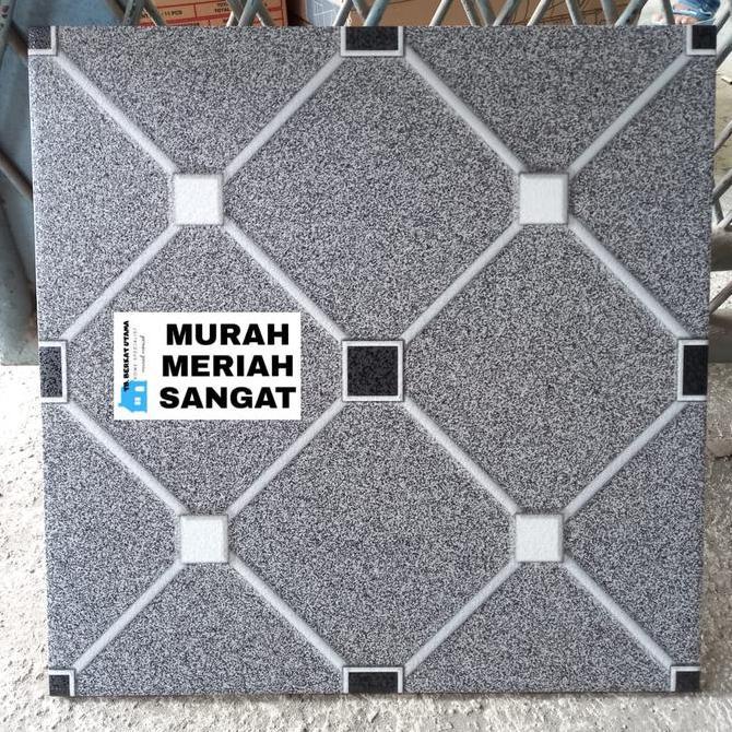 Build- Keramik Lantai Garasi 40X40 Kasar Motif Putih Hitam Hexagon Kotak- Yhc