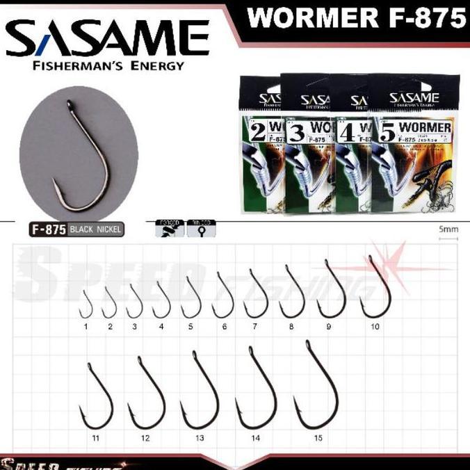 Fishx- Kail Pancing Sasame Wormer F-875 Tipe Tipis Made In Japan (No.1 - No.15) Carbon Steel Murah -