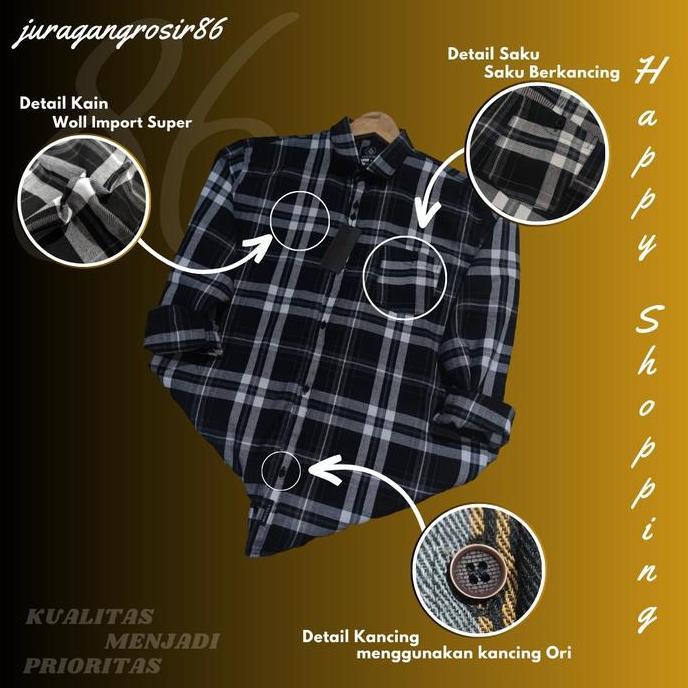 Xxxy- Kemeja Flanel Kotak-Kotak Premium Pria Wanita Unisex Lengan Panjang Standar Jumbo Ld 100 120 1