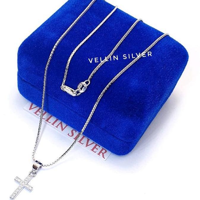 Kalung Liontin Salib Perak 925 Asli - Kalung Italy Santa & Liontin Salib Kecil Silver 925 Antikarat