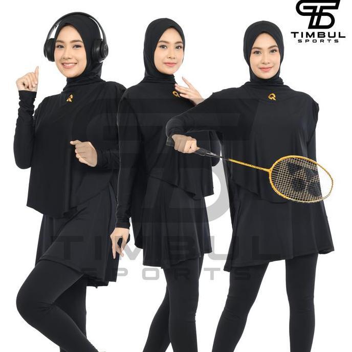 TERMURAH - Stelan Olahraga Wanita Muslimah Senam Renang Lari Bersepeda Legging Rok Hijab Rompi