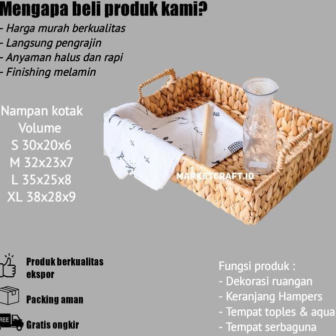 2026 NAMPAN ANYAMAN/BAKI/TRAY KERANJANG KOTAK ENCENG GONDOK/TEMPAT MINUM KODE 142