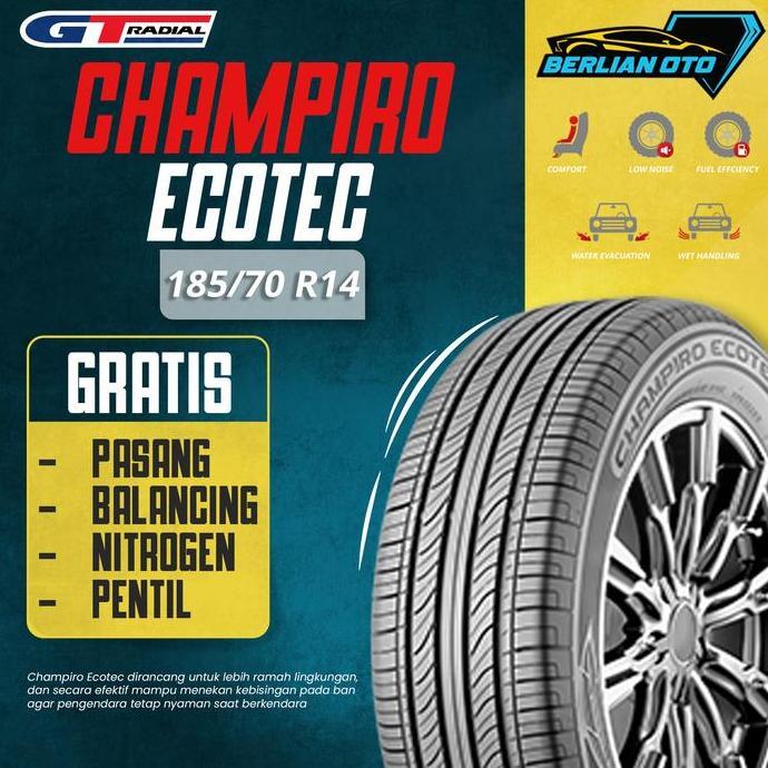 Terlaris Gt Radial Champiro Ecotec 185/70 R14 Ban Mobil Xenia Lama Avanza Baru